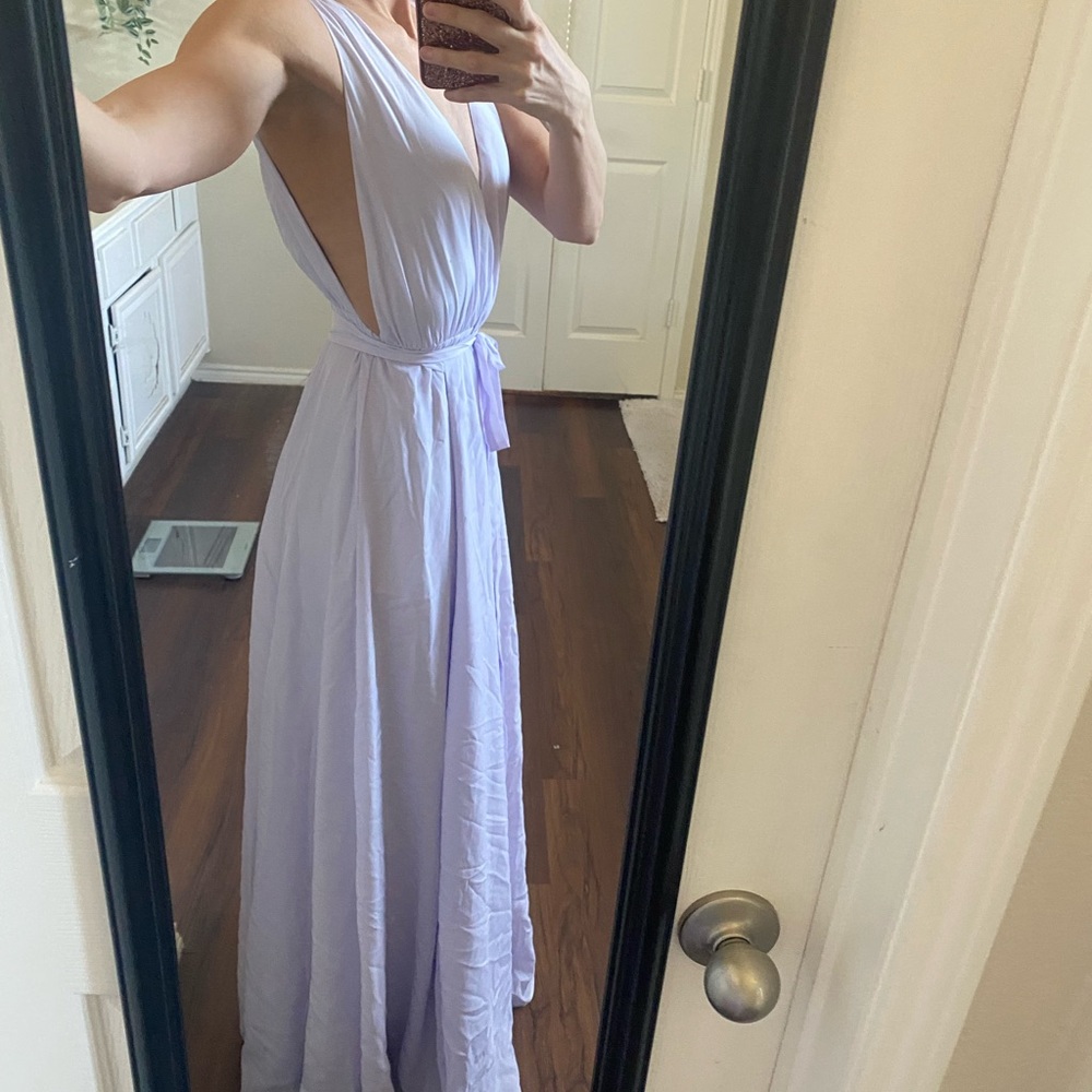 Lovers + Friends lavender purple sleeveless plunging neckline formal prom dress - Picture 10 of 12